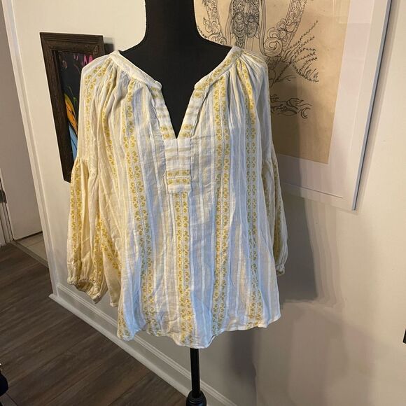 Velvet by Graham and Spencer Yellow and White Women's Top - Picture 1 of 4
